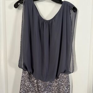 Silver Sequined Mini Dress